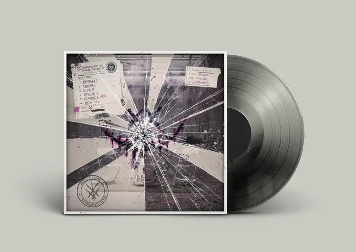 Project: Anomaly on vinyl — the sleeve shows a case file seen through shattered glass